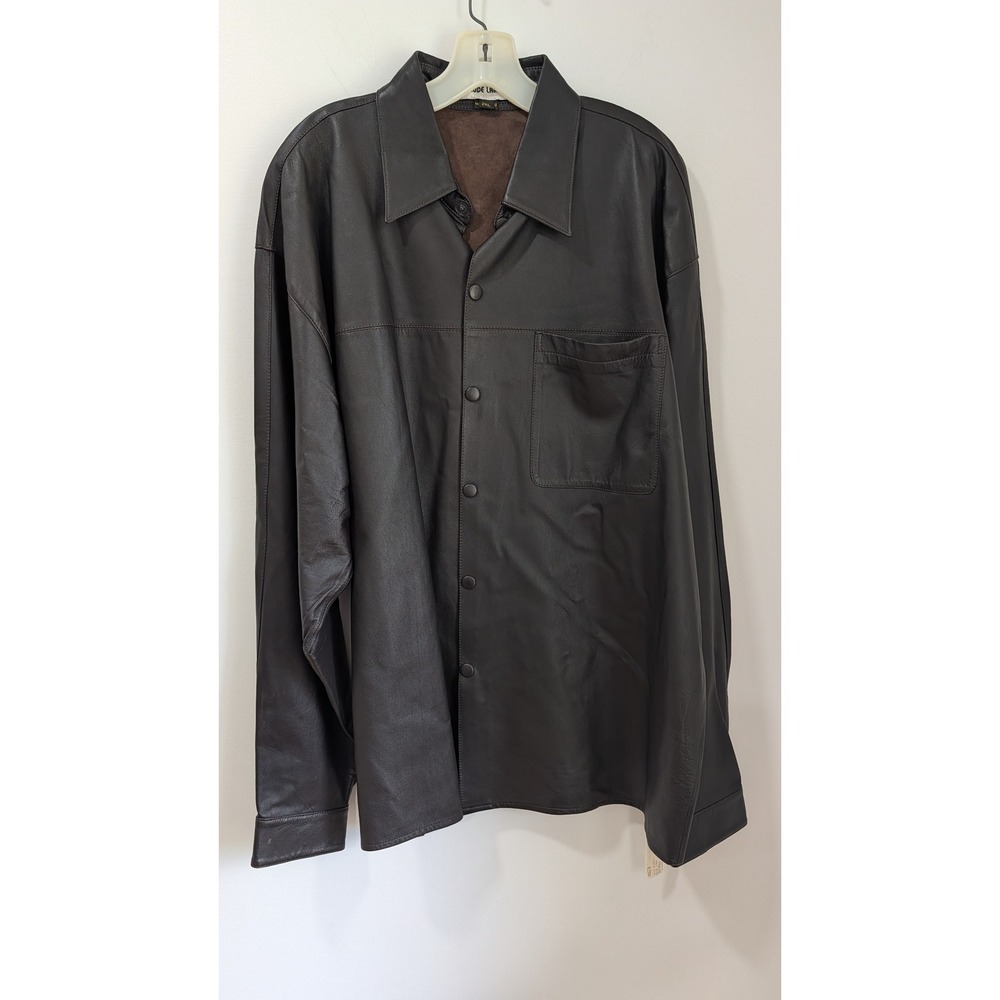 Claude Lamont Missani Le Collezioni Brown Lambskin Leather Shirt Jacket 2XL NWT